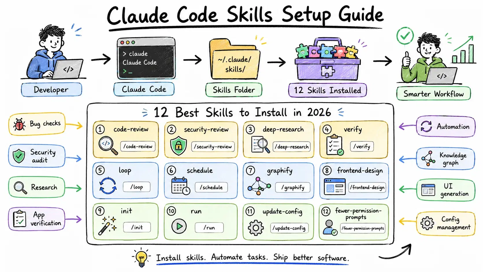Claude Code Skills Setup Guide: The 12 Best Skills to Install in 2026