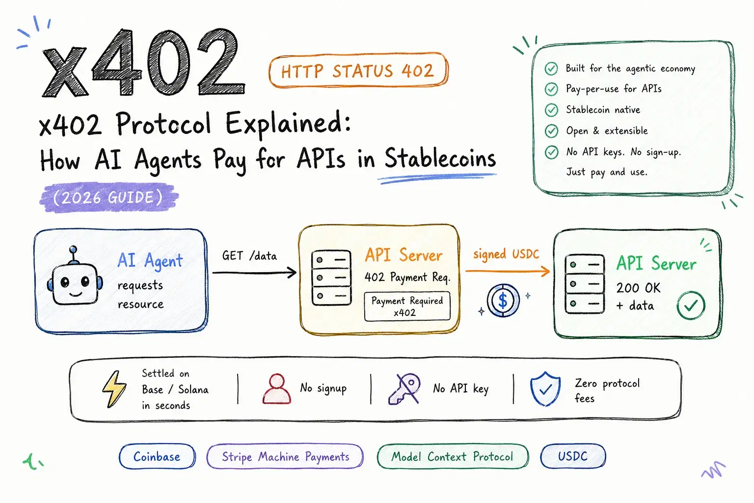 x402 Protocol Explained: How AI Agents Pay for APIs in Stablecoins (2026 Guide)