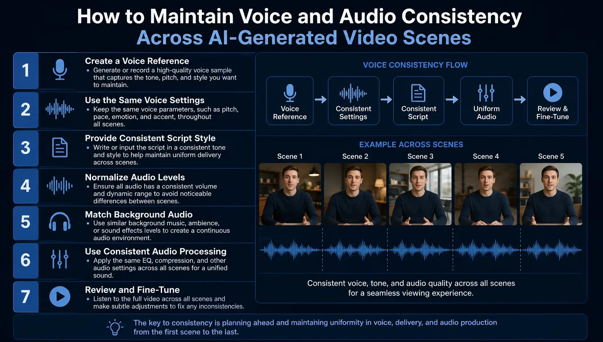 How to Maintain Voice and Audio Consistency Across AI-Generated Video Scenes