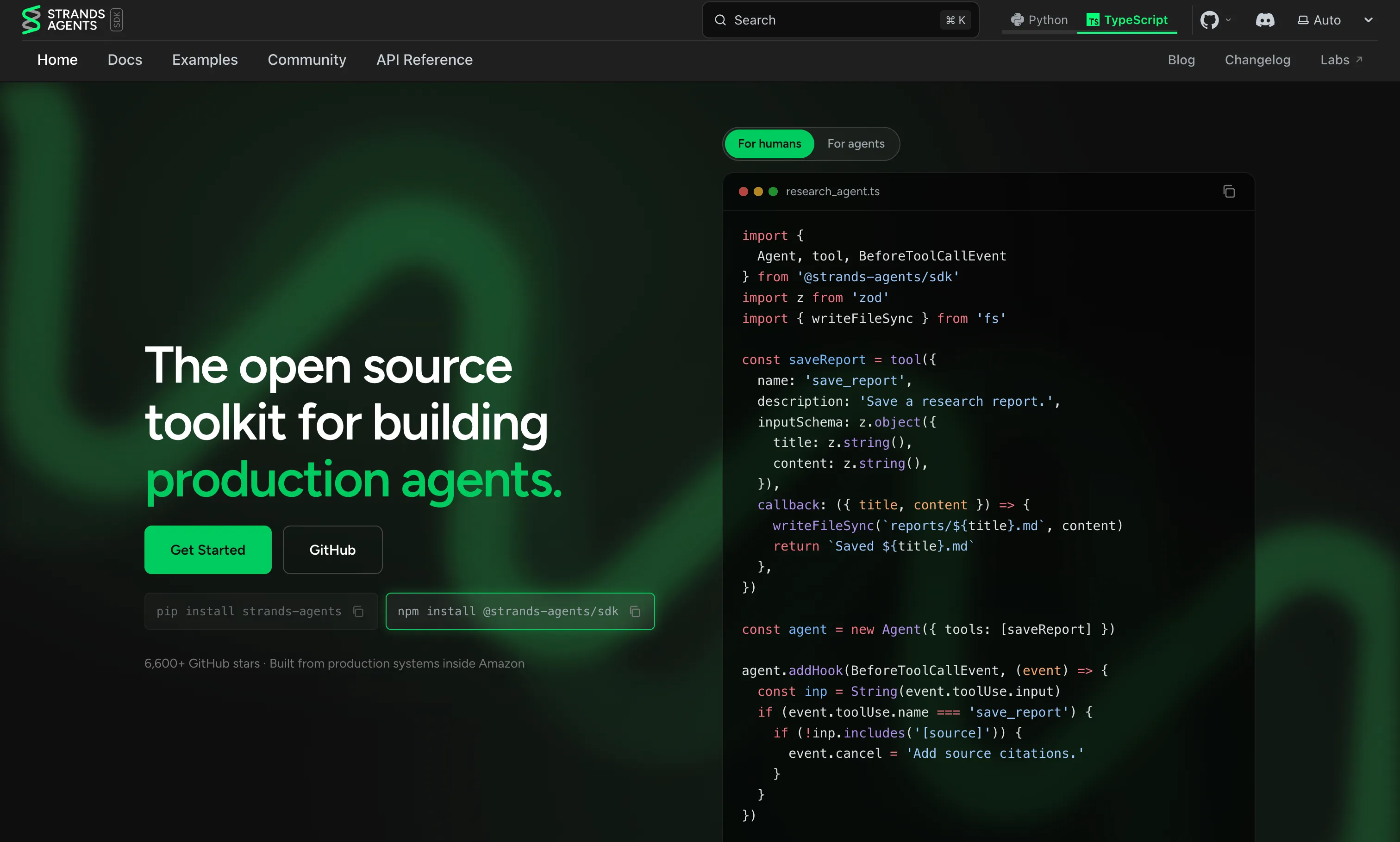 AWS Strands Agents open-source model-driven agent SDK