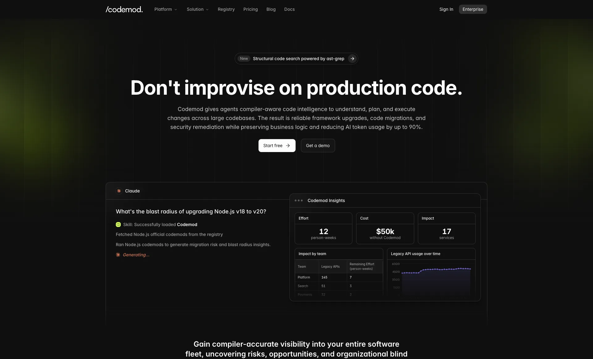 Codemod platform homepage