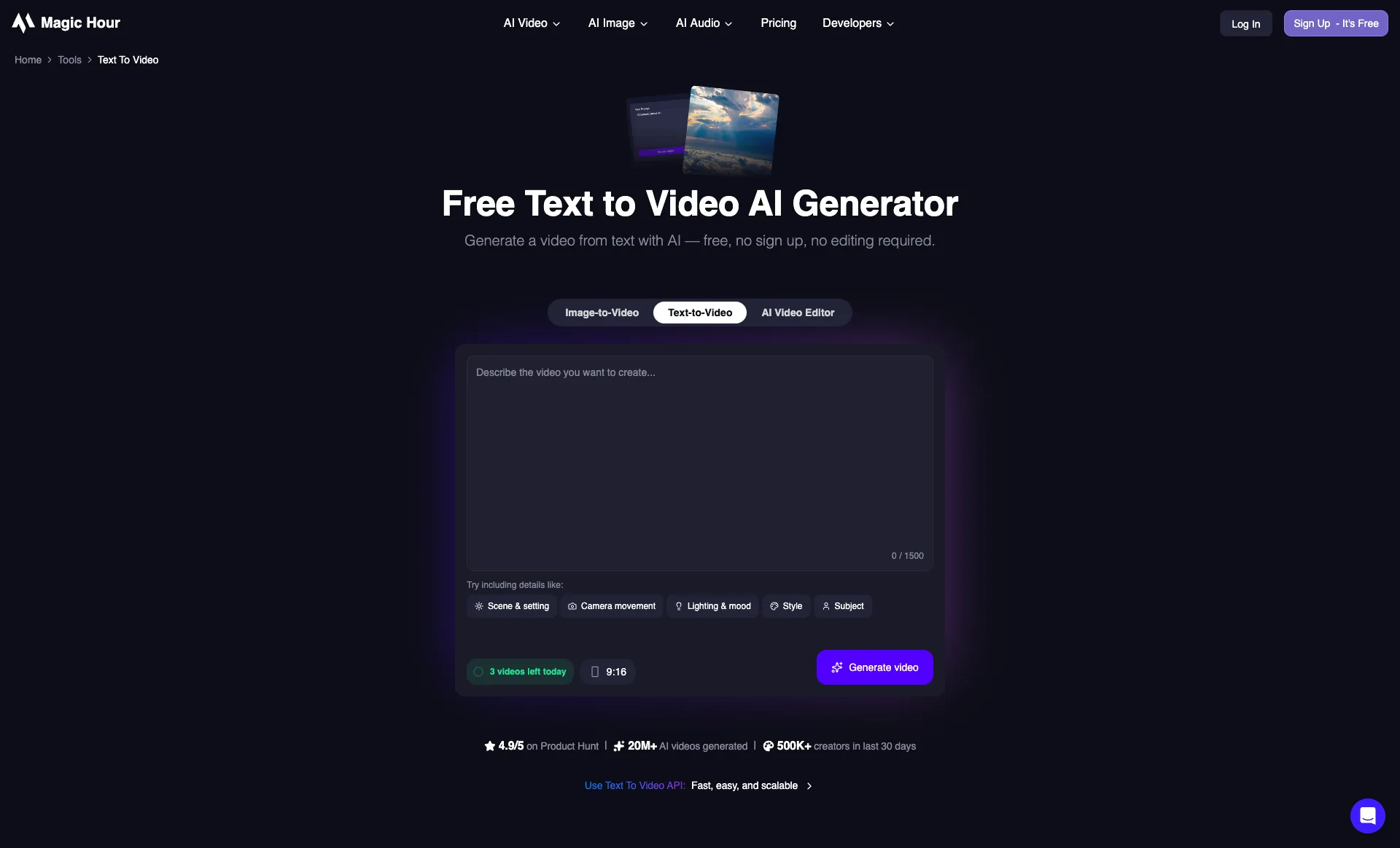 Magic Hour text-to-video generator