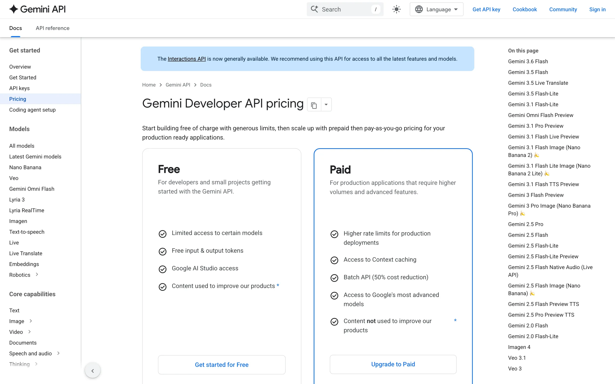 The Gemini API pricing page showing Gemini Embedding 2 priced per modality: $0.20 for text, $0.45 for images, $6.50 for audio, and $12.00 for video tokens