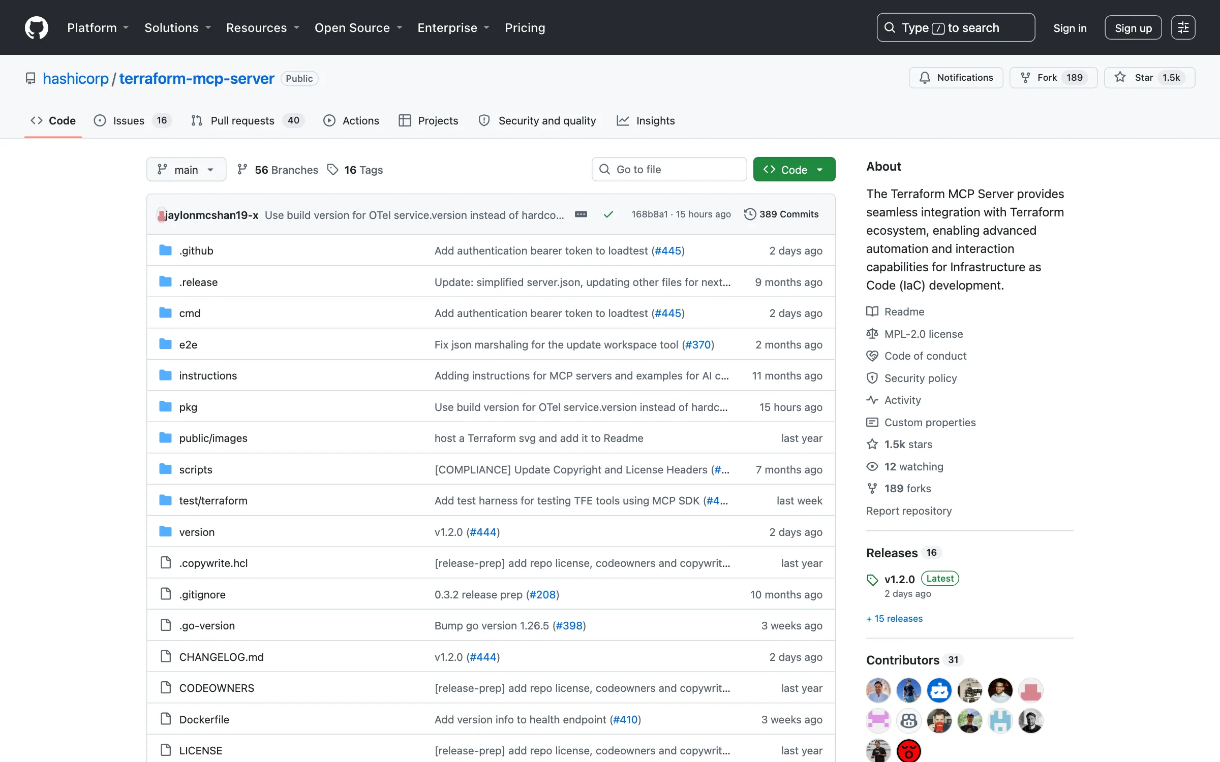 The GitHub repository for hashicorp/terraform-mcp-server, the official Model Context Protocol server that gives AI assistants access to the Terraform Registry and HCP Terraform workspaces