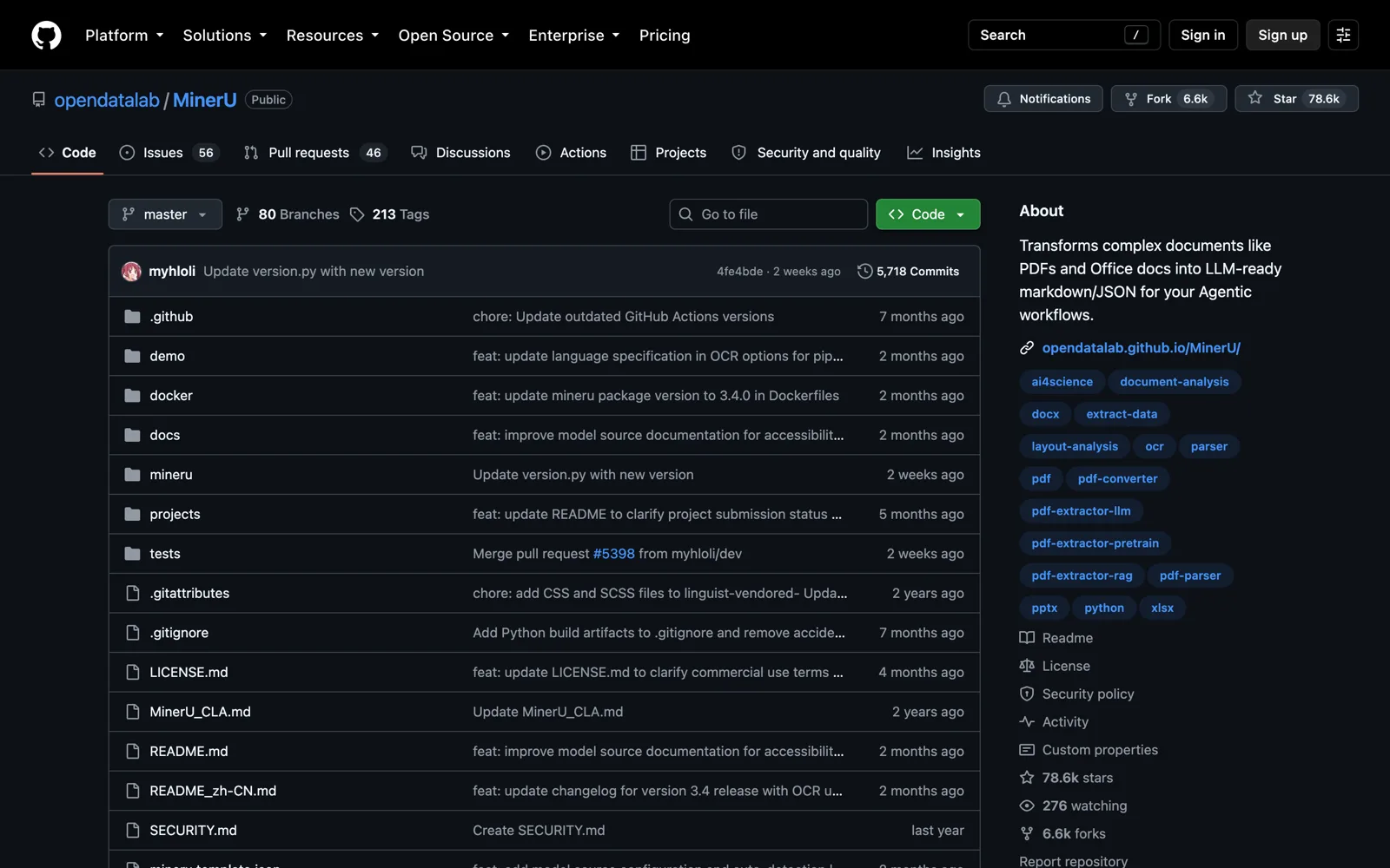 MinerU open source document parsing toolkit GitHub repository