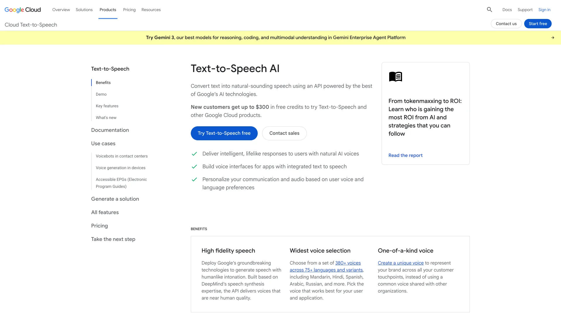 Google Cloud Text-to-Speech product page