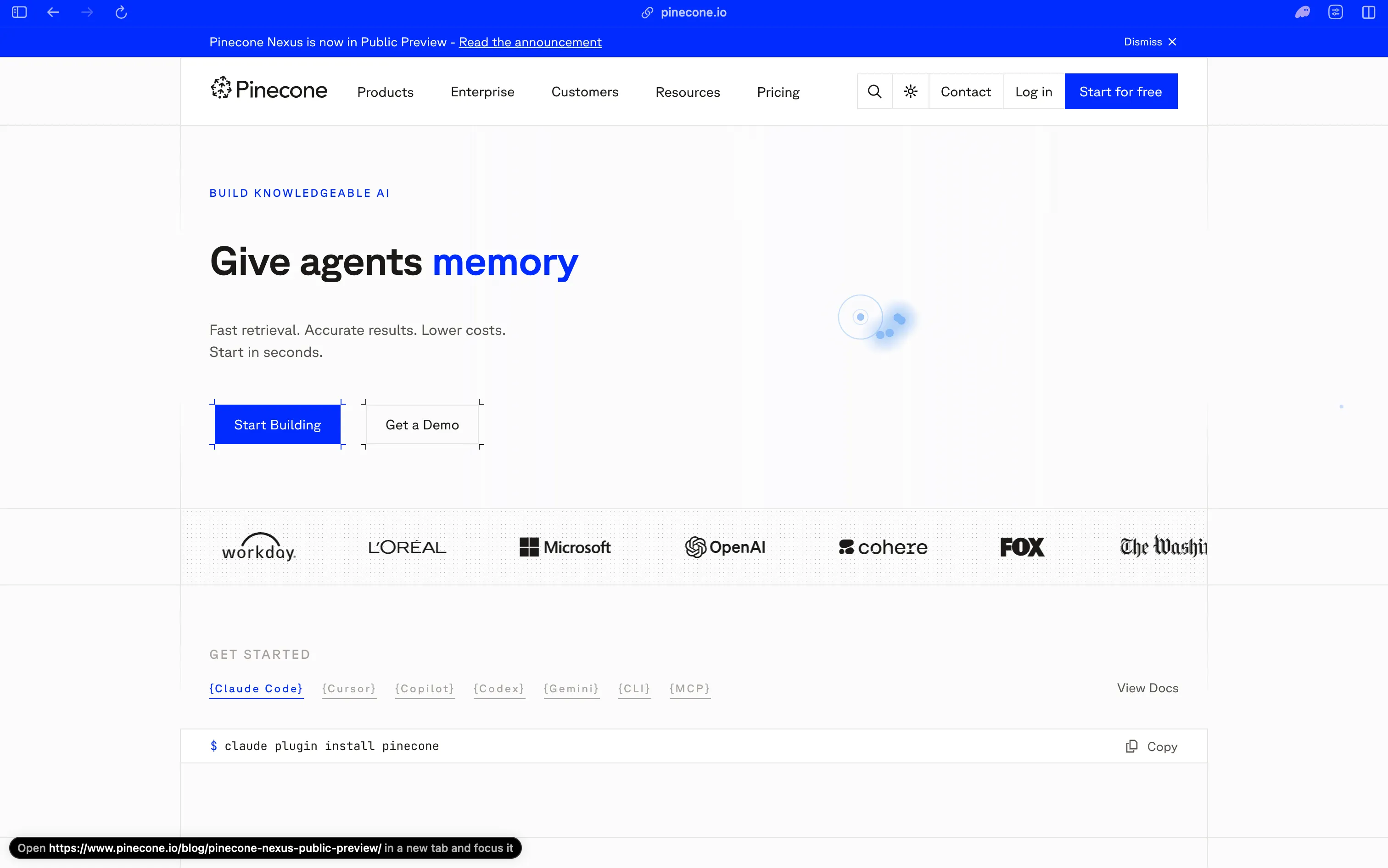 Pinecone fully-managed serverless vector database