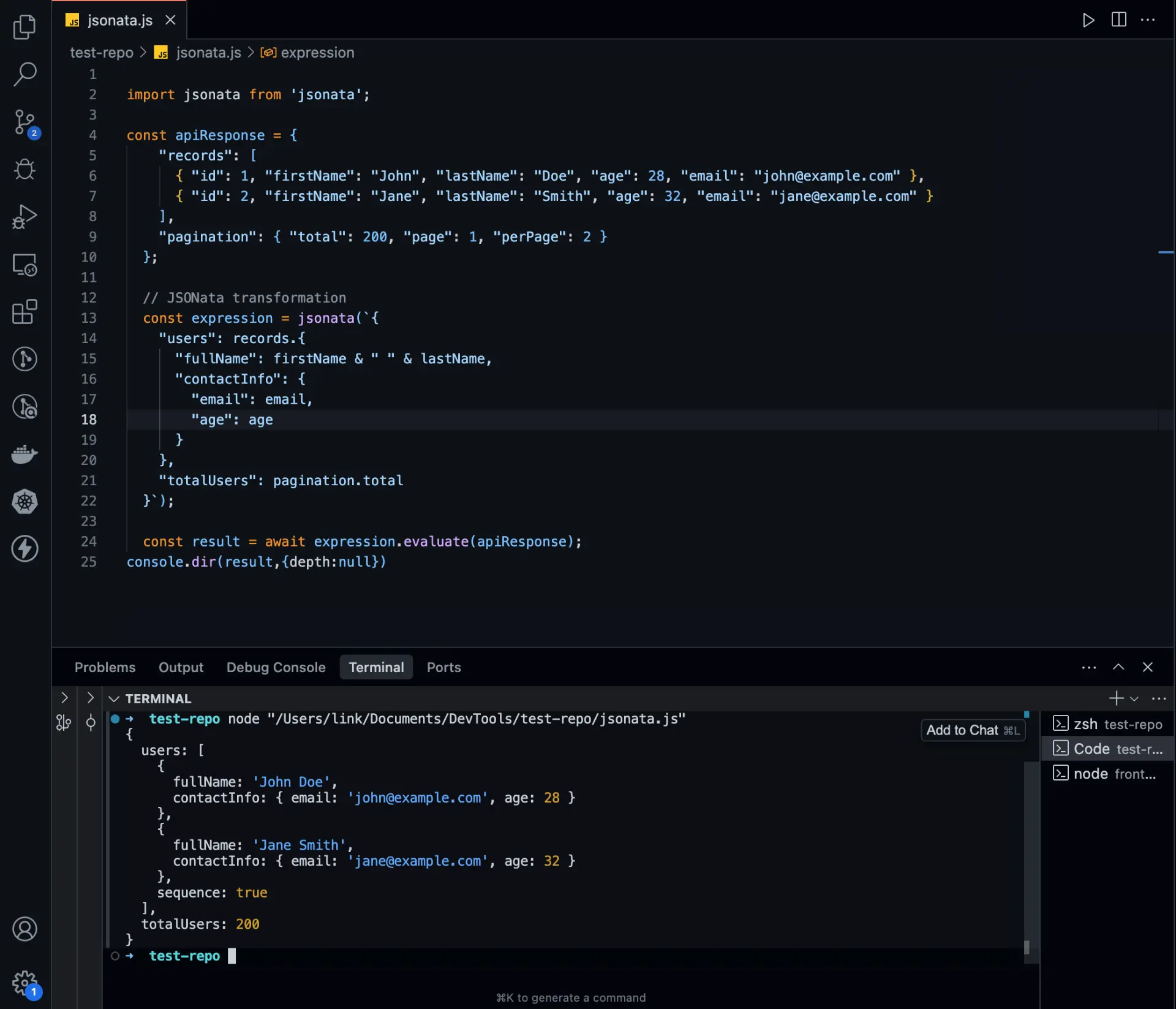 API Response Transformation with JSONata